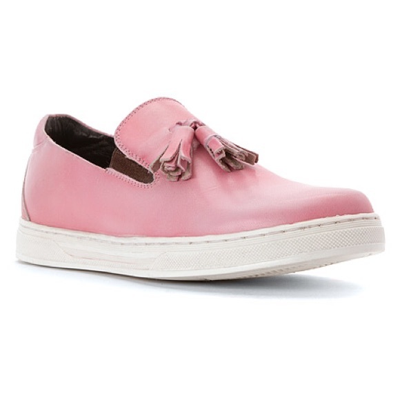 Blush Pink Tassel Detail Slip On Loafer Sneakers - Picture 3 of 8